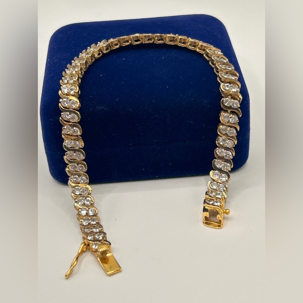 Vintage Designer Gold Vermeil Sterling Tennis Bracelet​ - Picture 4 of 11